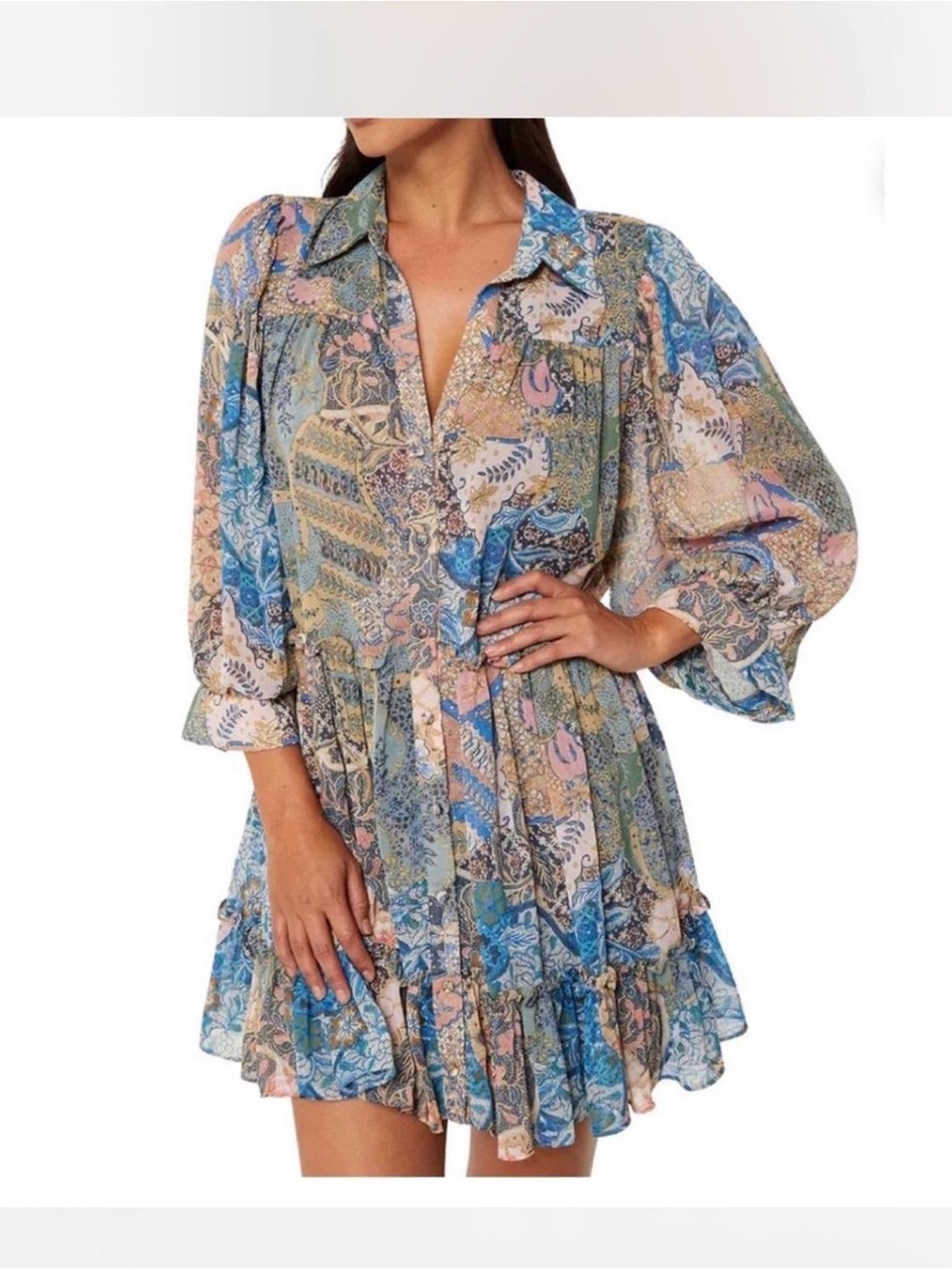 MISA mita dress in patchwork batik size medium new